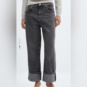 Mango Wideleg jeans with turned-up hem